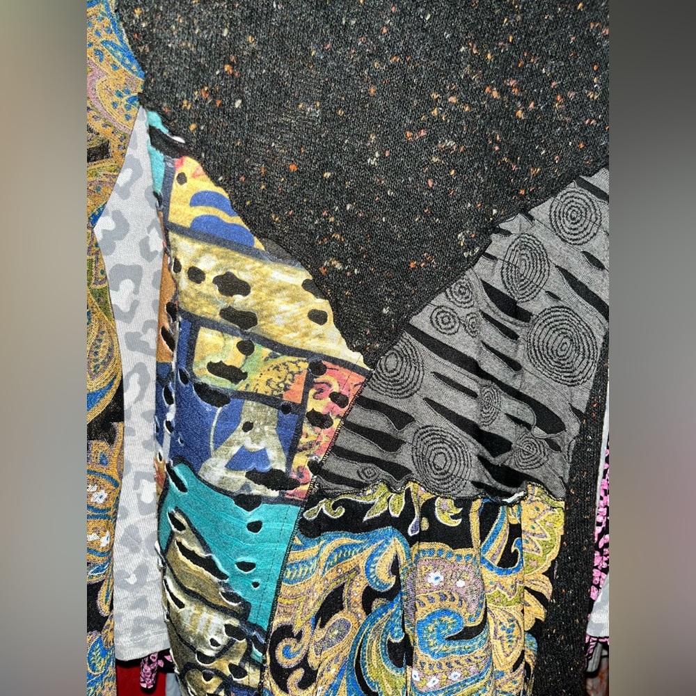 Multicolor Paisley Patchwork Longsleeve Asymmetri… - image 2